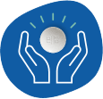 ella® emergency contraceptive pill on a blue background with hands